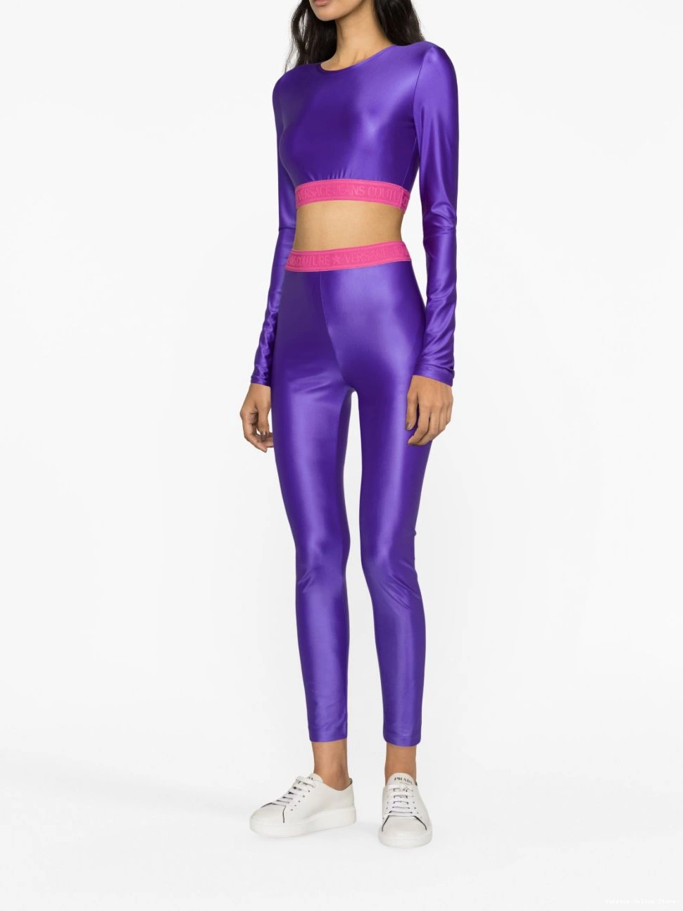 Affordable Jeans Couture crop Versace Women logo-underband top 0809